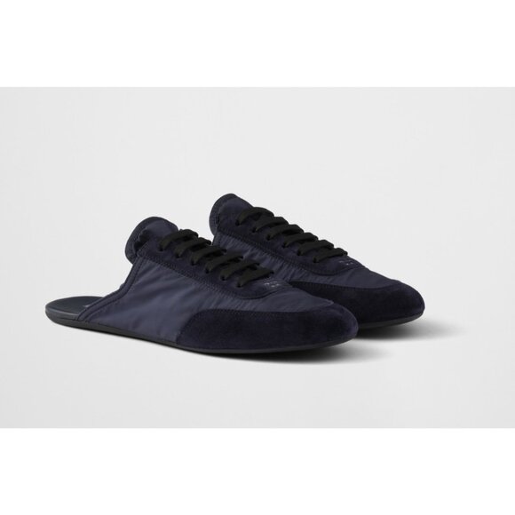 PRADA Collapse navy Re-Nylon and suede mules SIZE 37.5 - Picture 1 of 9